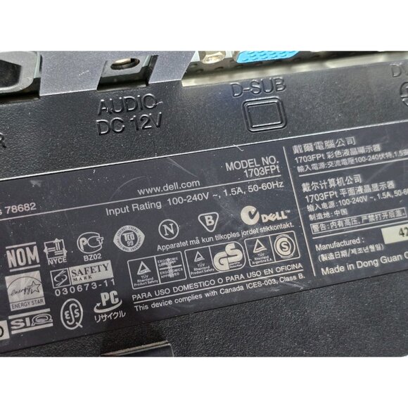 Dell 1703FPt 17" LCD Flat Panel Monitor with Stand and Power Cord - Picture 7 of 16